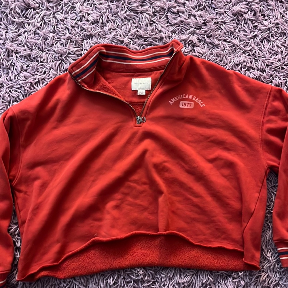 American eagle quarter zip 1977 cropped sweatshirt